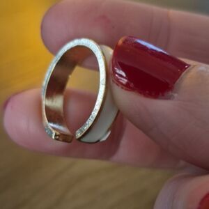 ♡♡♡ Modern Gold-Plated White Enamel Cuff Ring | Industrial Ring Style